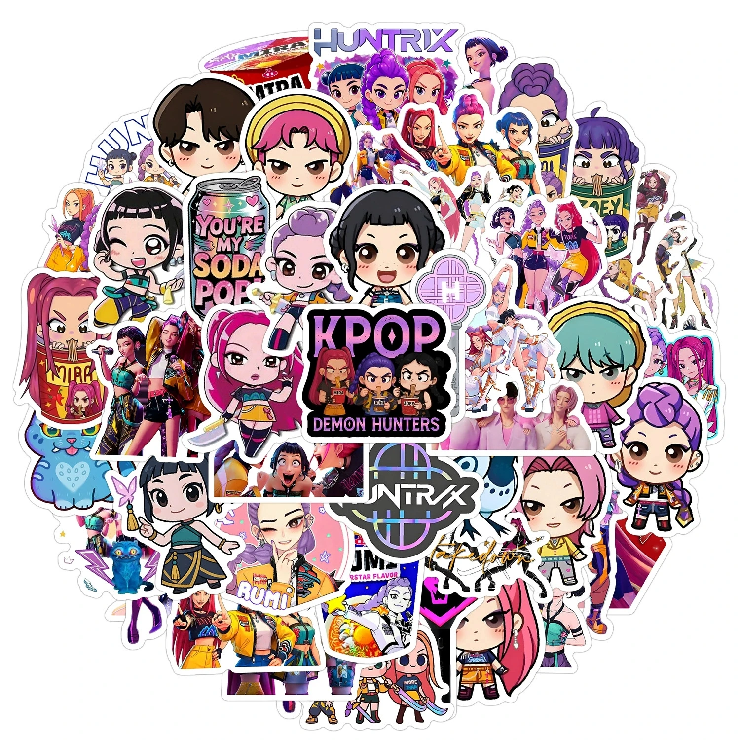 A'a50PCS Anime chasseurs de démons Graffiti autocollants tasse d'eau Mobile autocollants décoratifs imperméables KPOP Anime autocollants