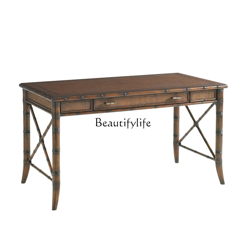 

American retro solid wood writing desk casual office computer desk