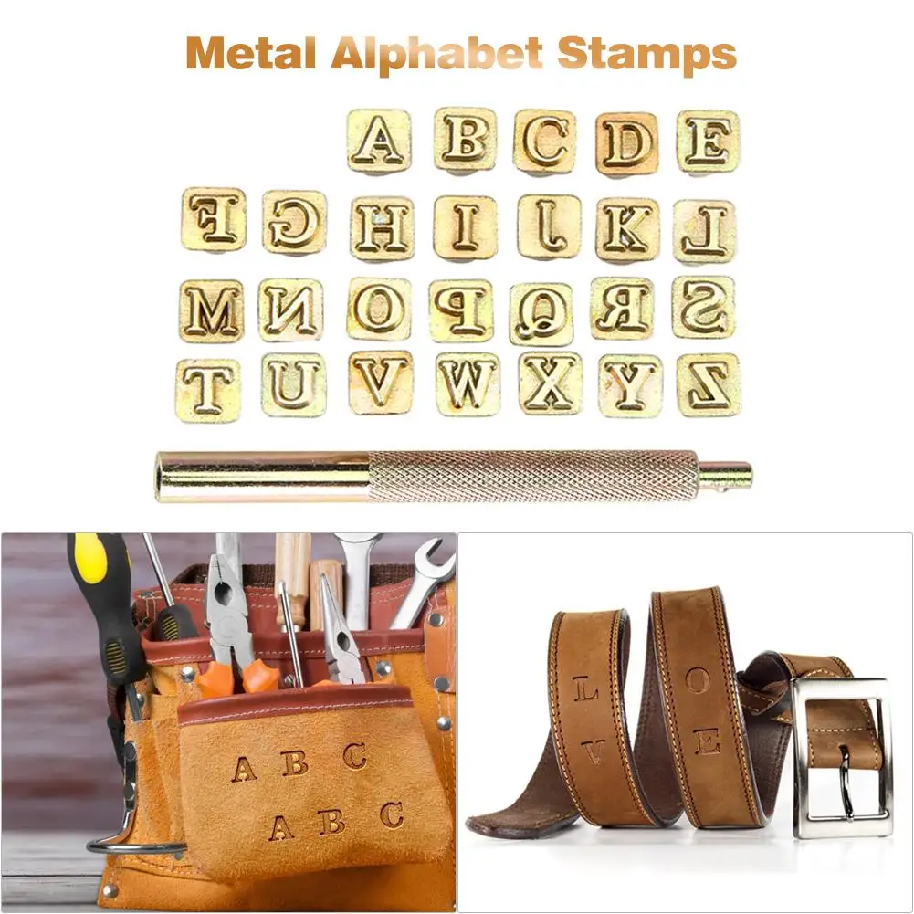 6mm Letter Stamping Set Carbon Steel Punch Gold Alphabet Stamper Metals Wood Leather Tools Leather Stamping Handicraft