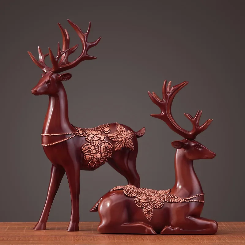 Deer Figurine Modern Livingroom Desktop Creative Resin Ornament Deer Figurine Luxury Nordic Decoration Home