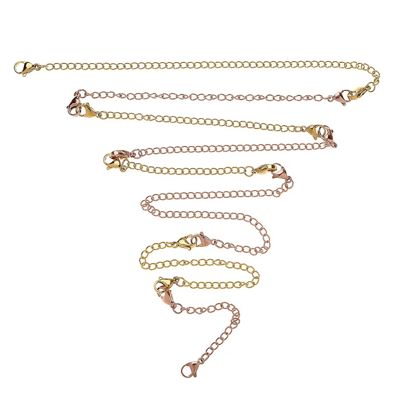 FULL-24 قطعة قلادة من الفولاذ المقاوم للصدأ موسع سوار موسع موسع سلسلة مجموعة 6 بوصة 4 بوصة 3 بوصة 2 بوصة