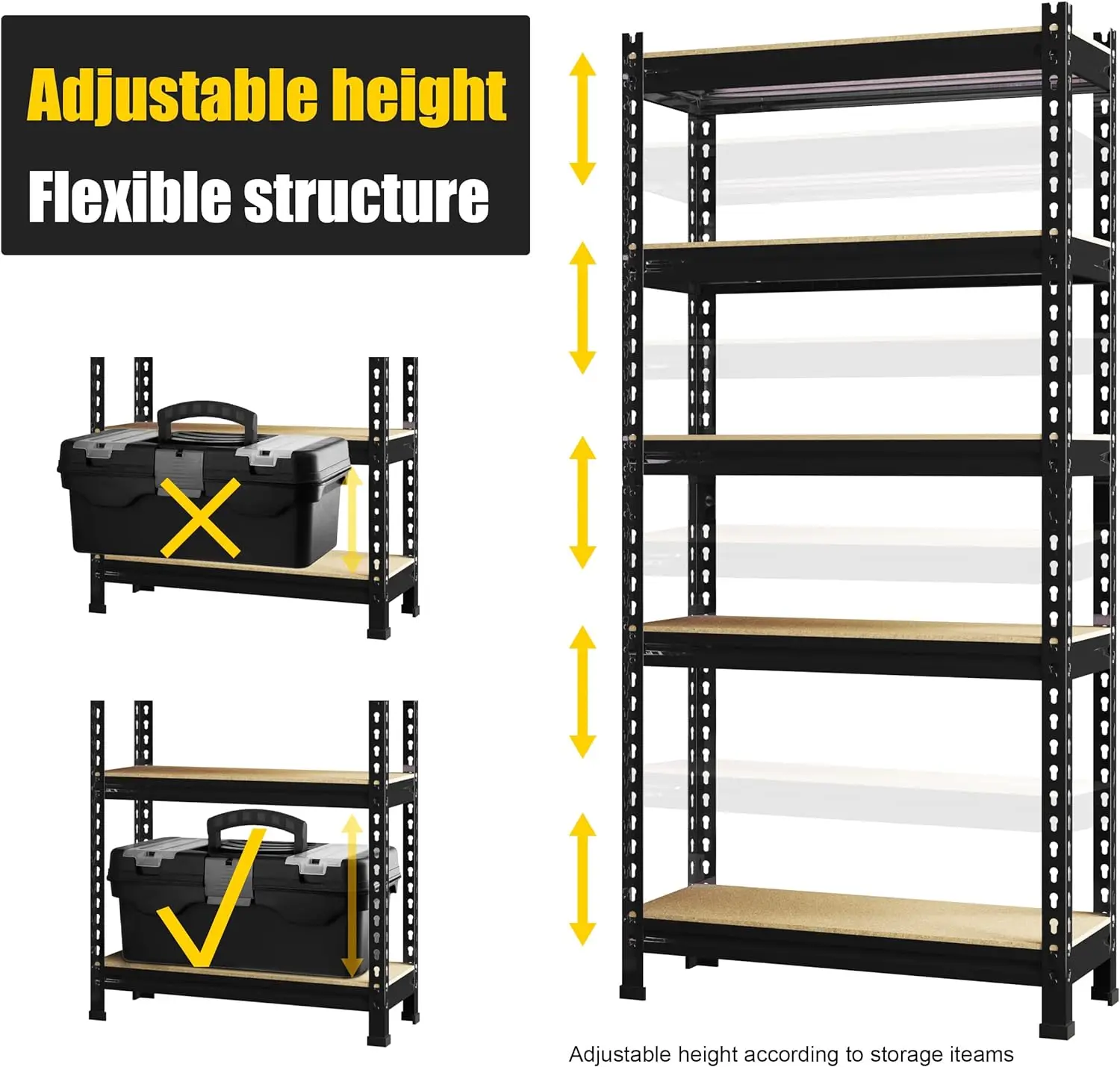 Imagem -05 - Prateleiras de Armazenamento de Metal Ajustável Utility Rack Prateleira Unidade para Armazém Despensa Armazenamento de Garagem Heavy Duty Tiers