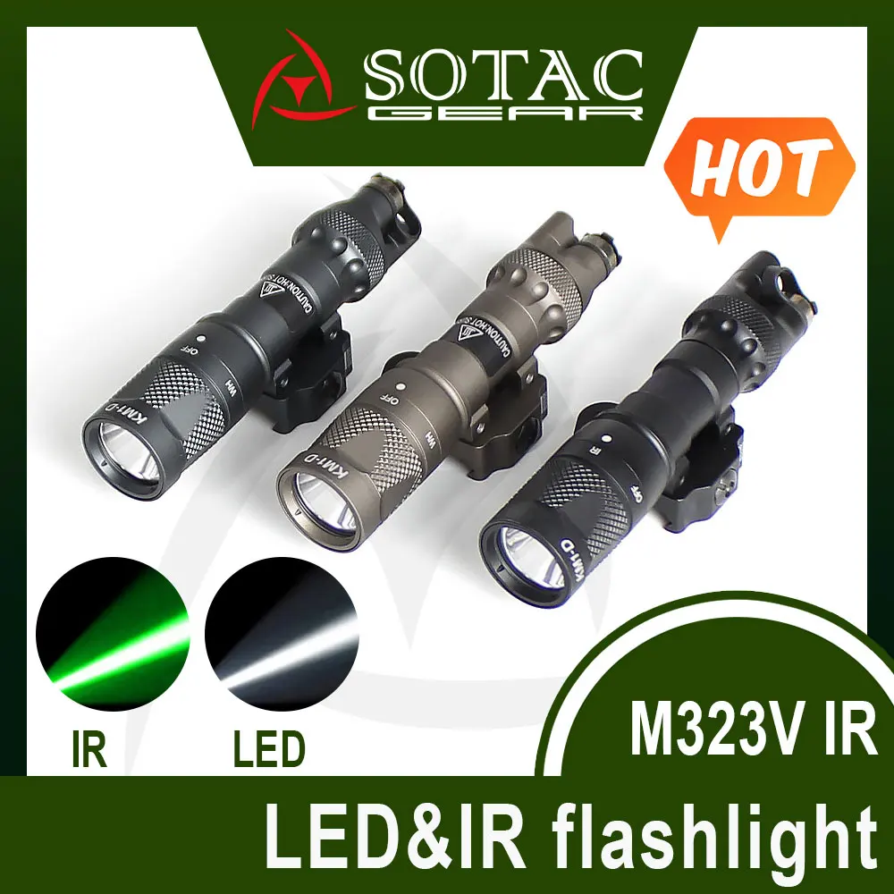 SOTAC Tactical M323V IR Lighting and LED White Scout Flashlight with Remote Pressure Switch and QD Mount for Hunting Rail