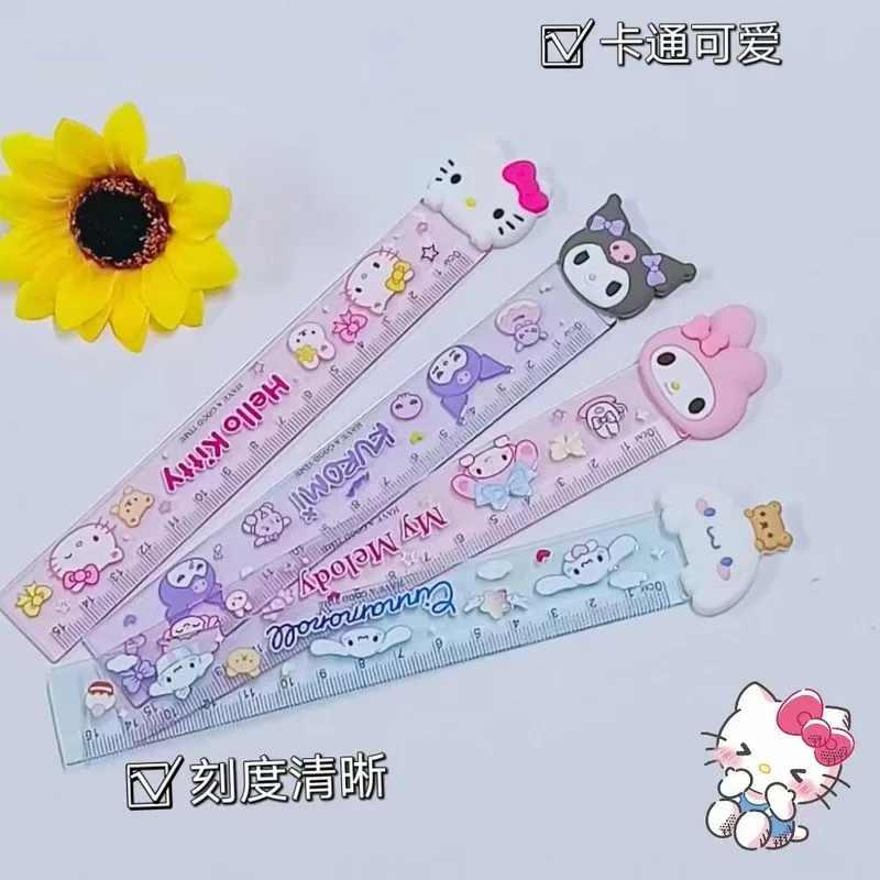 Sanrio Cute Cartoon Ruler Ins Wind Acrylic Ruler High Appearance Girl Heart Student Learning Stationeryschool Supplies Wholesale