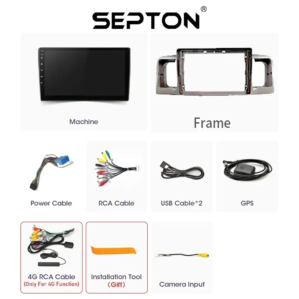 SEPTON Car Radio for Toyota Corolla E120 E130 2000-2007 GPS Stereo Navigation Multimedia Carplay 4G Android Autoradio Head Unit