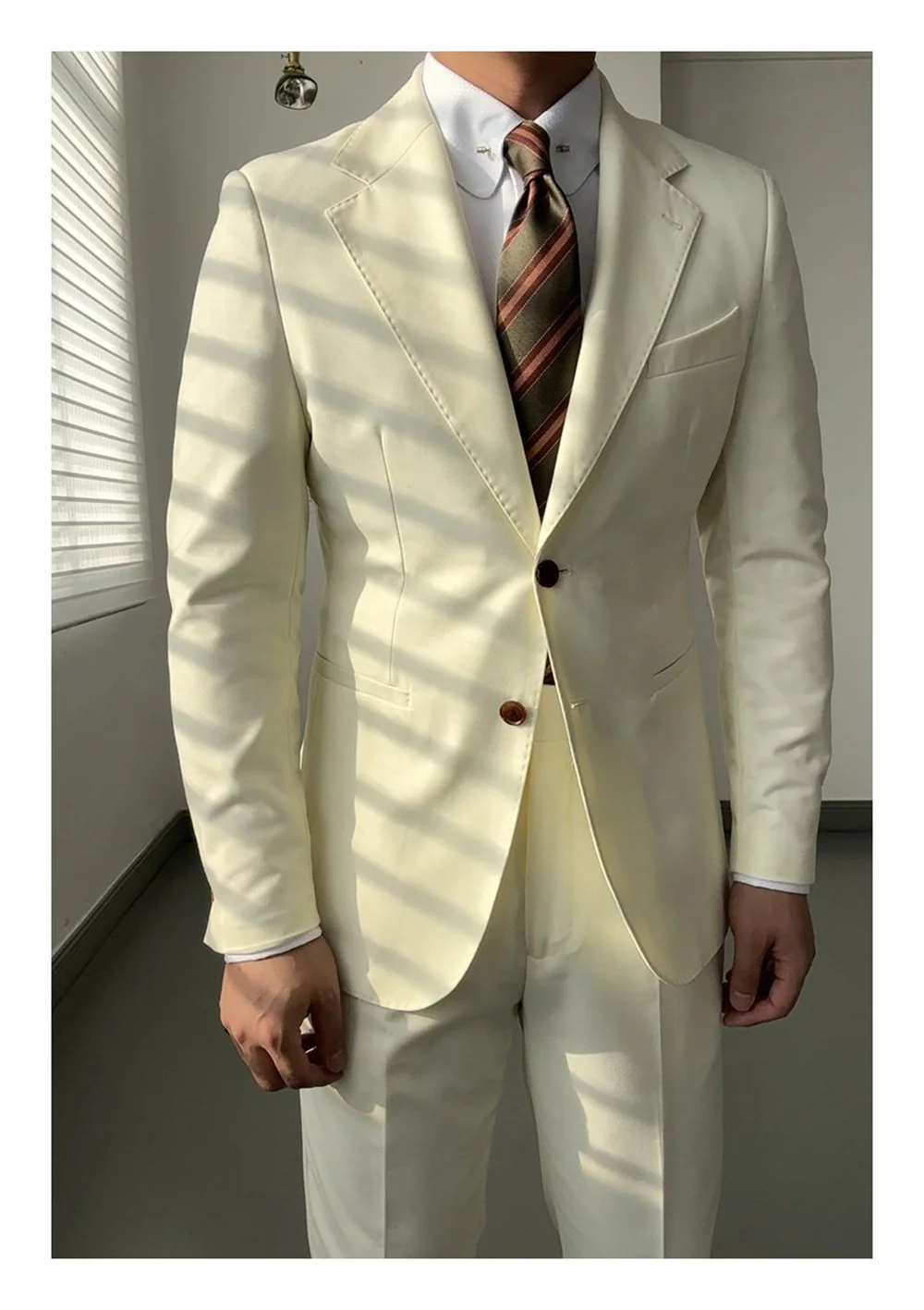 

Handsome fashion temperament rice apricot suit casual business slim single-breasted suit high appearance level suit