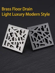 Luxury Brass Floor Drain with Exquisite Carvings, 10X10CM, Anti-Odor and Insect-Proof for Shower, Bathroom and Balcony
