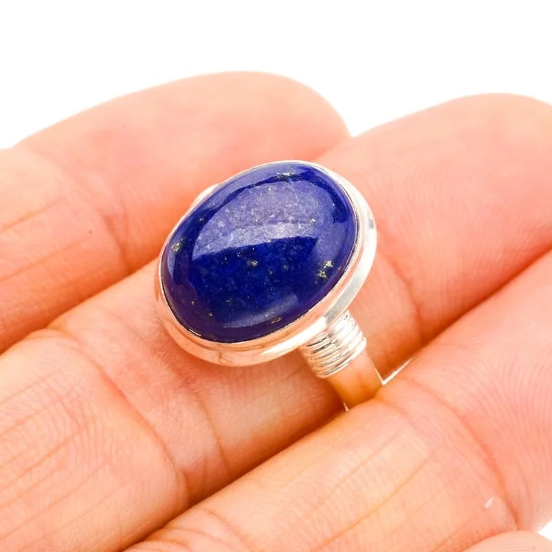 

StarGems Natural Lapis Lazuli Handmade 925 Sterling Silver Ring 7.75 F0020