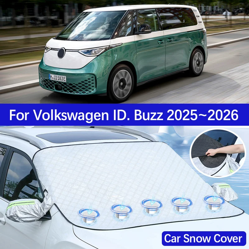 

Car Snow Cover For Volkswagen VW ID. Buzz 2025 2026 Front Windshield Sunshade Anti-frost Snowproof Rian Shield Auto Accesories