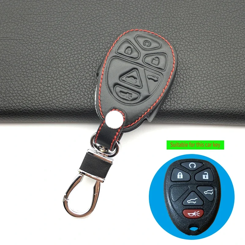 6 Buttons Genuine Leather Car Key Case for Chevrolet GMC Yukon Suburban Tahoe Intelligent Fob Remote Shell Car Cover