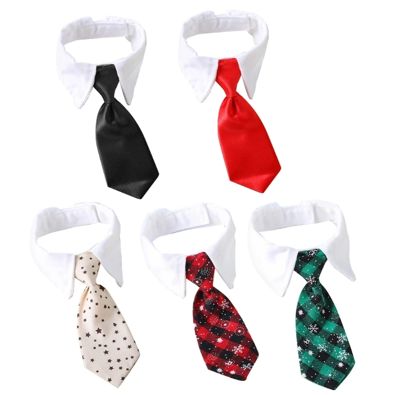 H55A Puppy Tie Engagement Plaids Collar Neck Tie for Males Females Boys Girls