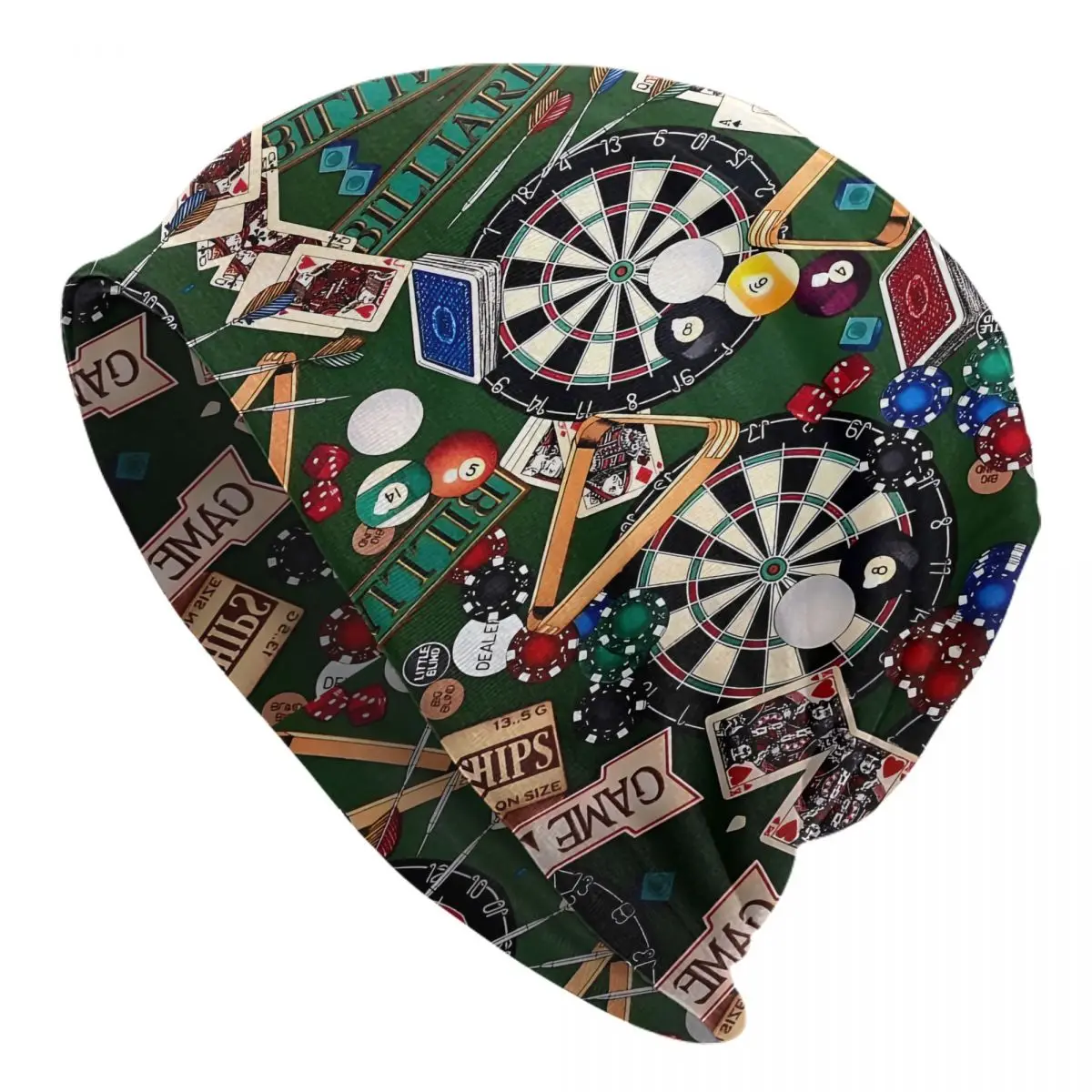 Game Room Billiards Darts Cards Unisex Bonnet Thin Running Double Layer Hats For Men Women