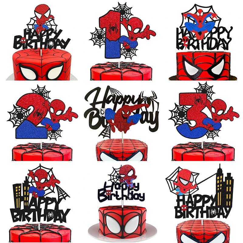 Spiderman Cake Decoration Disney Hero Theme Boy Birthday Cupcake Topper 1st Birthday Baby Shower Party Children Gifts Supplies