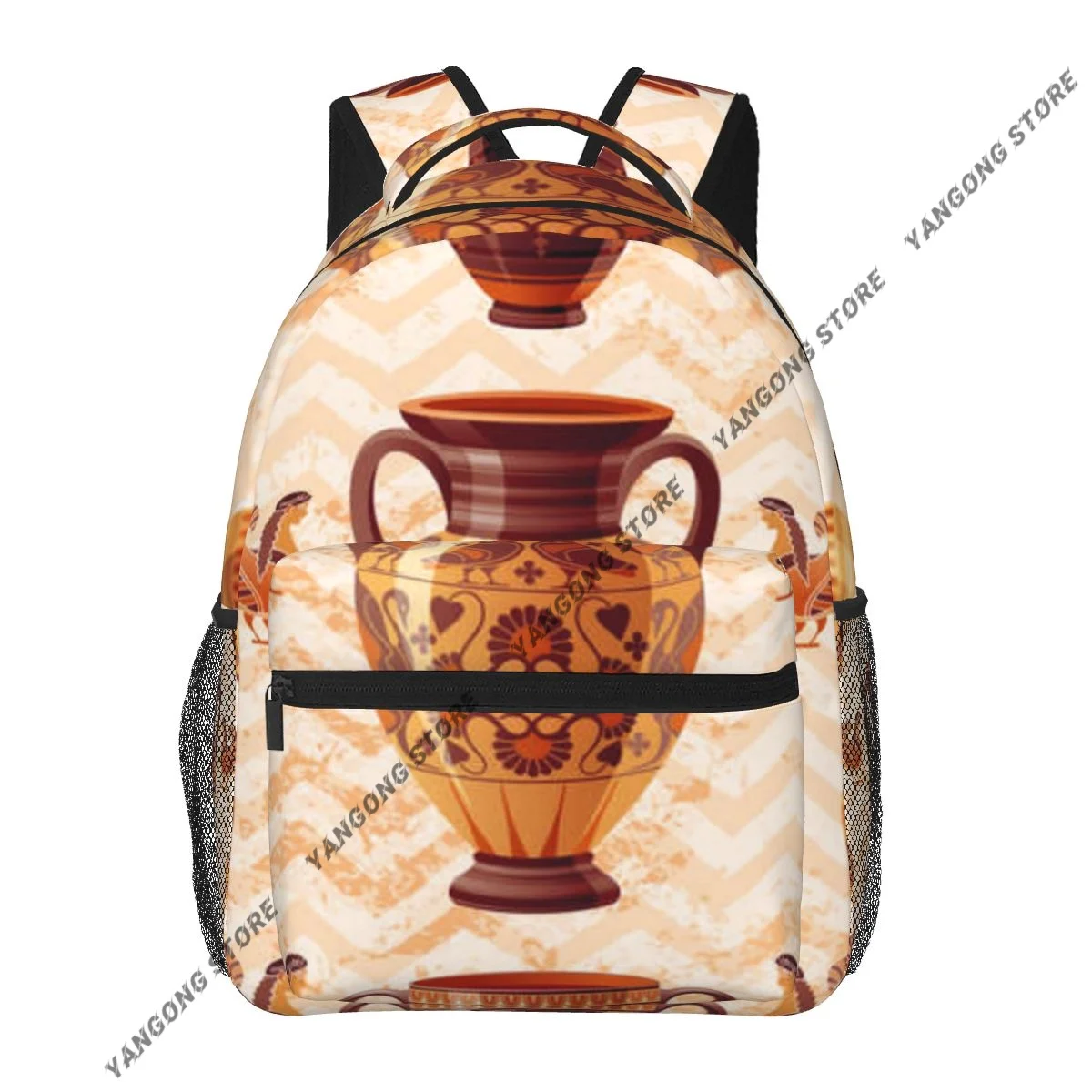 Greek Pottery Background Backpack School Bags Casual for Teenager Girls Shoulder Bag Travel Bags