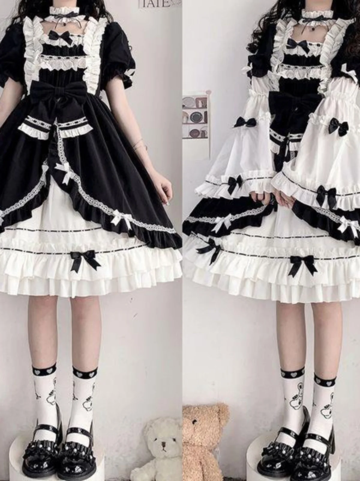 plus Size 300 Pou k Sweet Soft Girl Lolita Gonna da donna Princ Sle Long Sve Poliuretano Fibra elastica Autunno D...