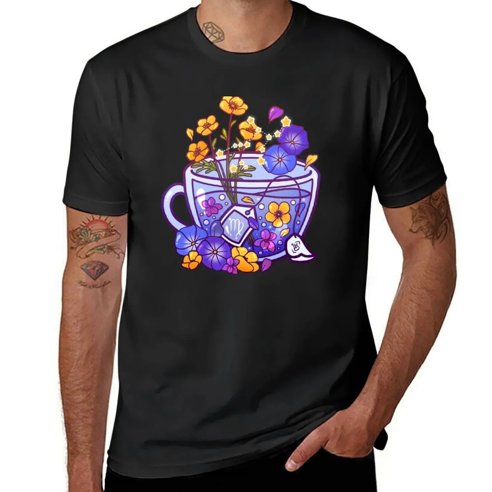 Virgo Zodiac Teacup T-Shirt graphics Blouse man clothes men clothings