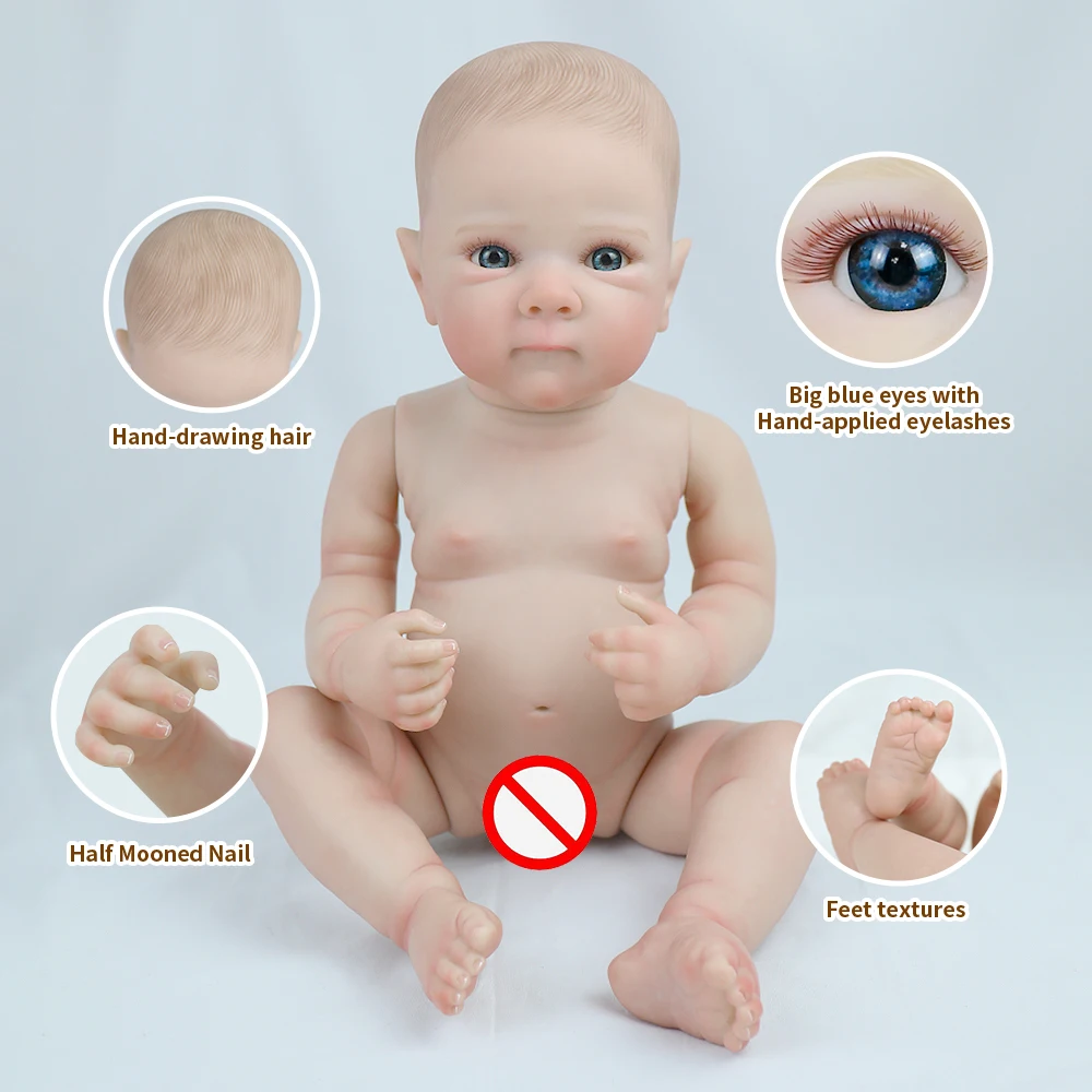 19 بوصة واقعية تولد من جديد دمى طفل بيتي مع لينة سيليكون الفينيل الجسم محبوب ثلاثية الأبعاد الجلد رسمت باليد لعبة الشعر تحصيل