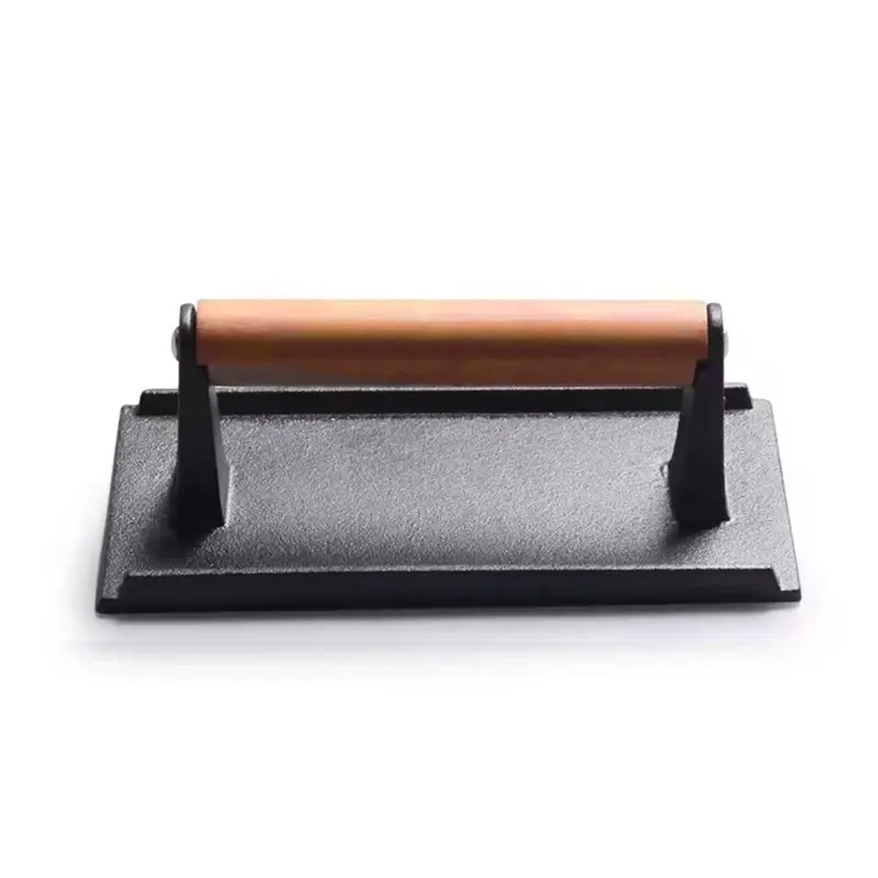 

ABVJ-Cast Iron Steak Burger Press Rectangular Uncoated Heavy-Duty Meat Press With Handle For Outdoor Grill Food Cooking Tools