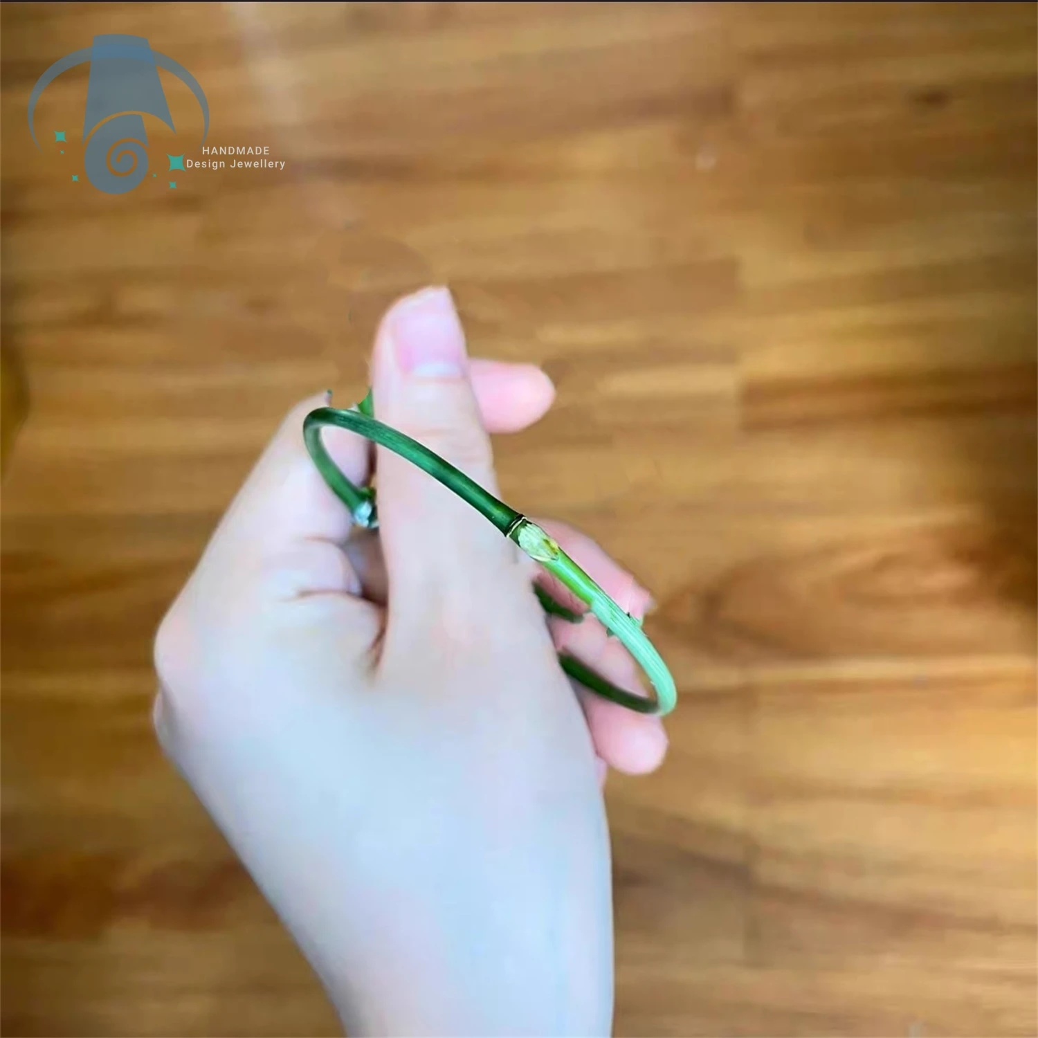 Chinese Style Bracelet Celestial Mountain Cui Green Color Bamboo Leaf Green Snake Theme Unique Design Couple Bracelet Qixi Gift