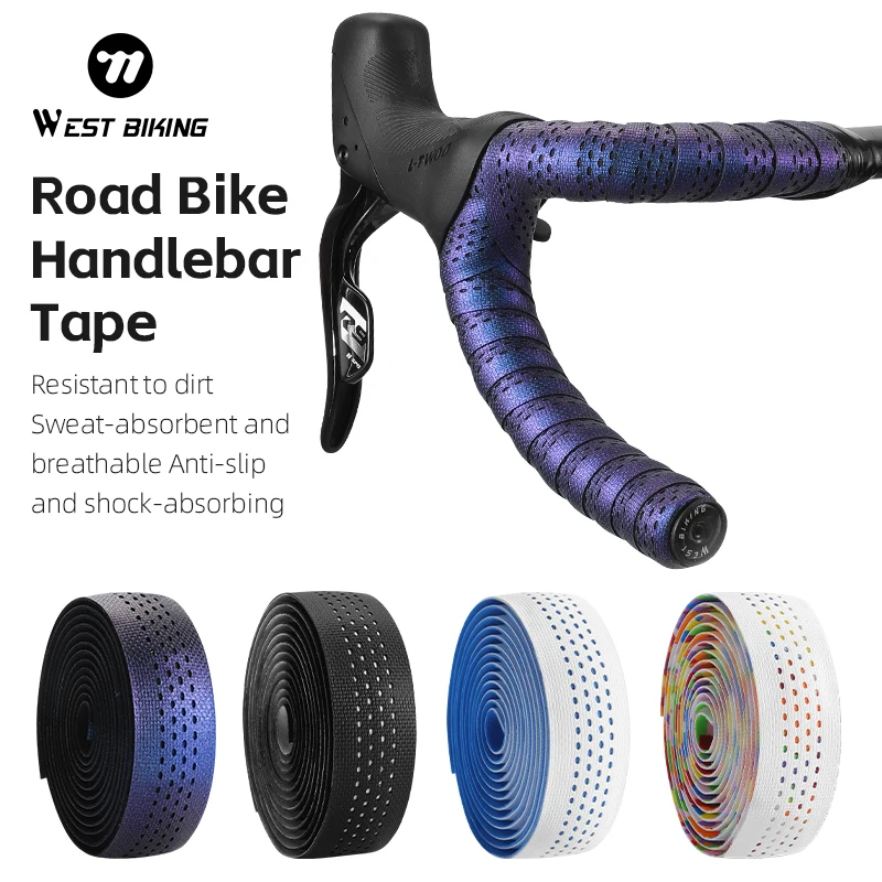 WEST BIKING Perforated Bicycle Handlebar Tape Non-Slip Shock Absorbing Belt Ultralight Wear-Resistant Cycling Strap Bike Access