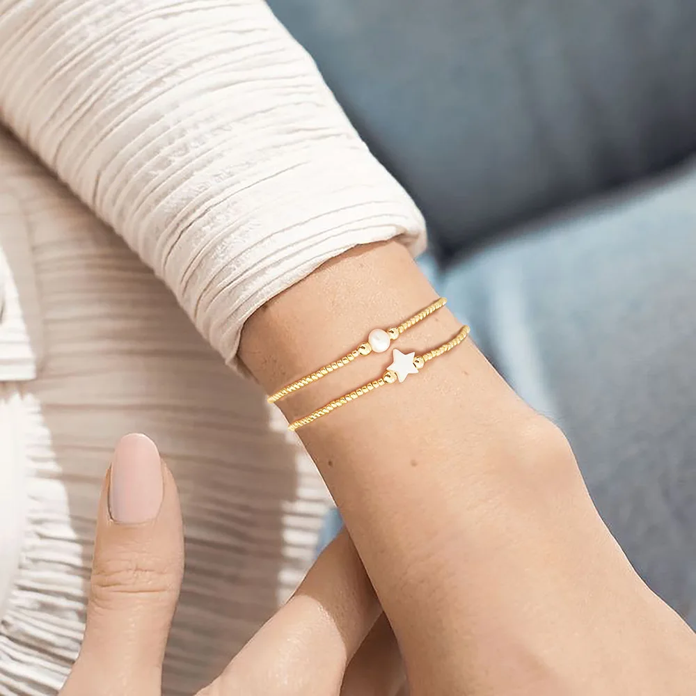 Rice bead bracelet Creativity Elasticity Pearl Bohemia Star Shell Hand weaving Pattern Female Fashion Simplicity Beaded bracelet