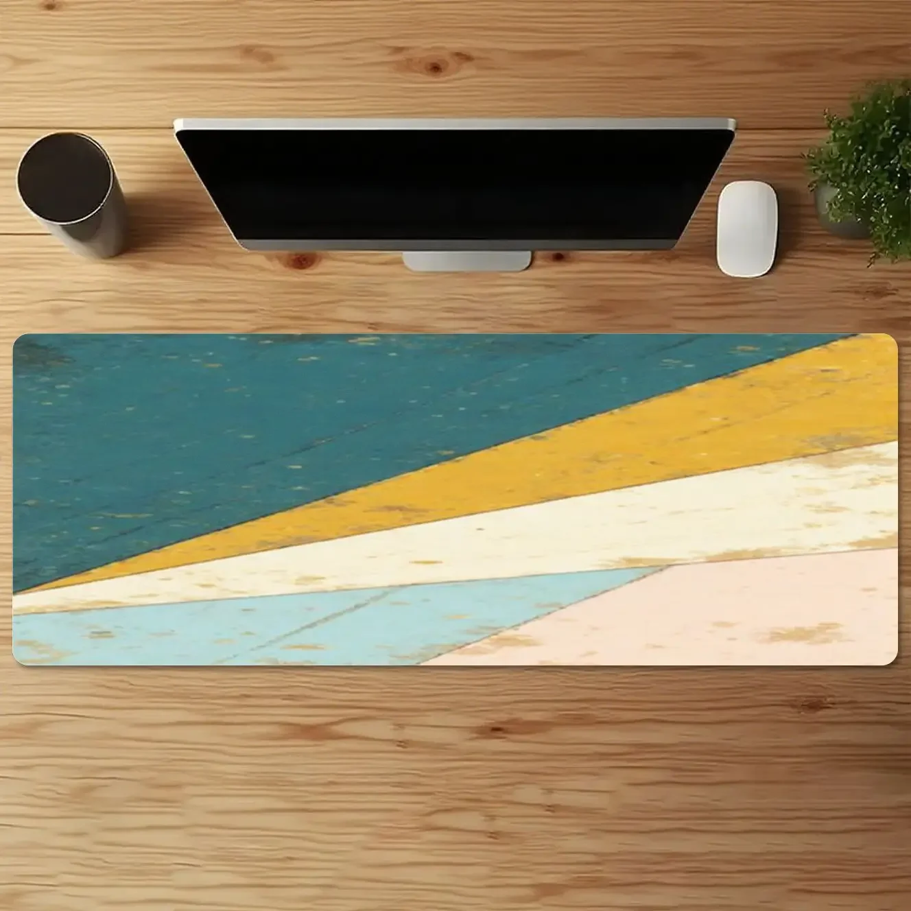 1 قطعة لوحة ماوس مطاطية أنيقة تصميم هندسي للمنزل مكتب الألعاب مكتب الملحقات الزخرفية متعدد الألوان شكل عدم الانزلاق Func