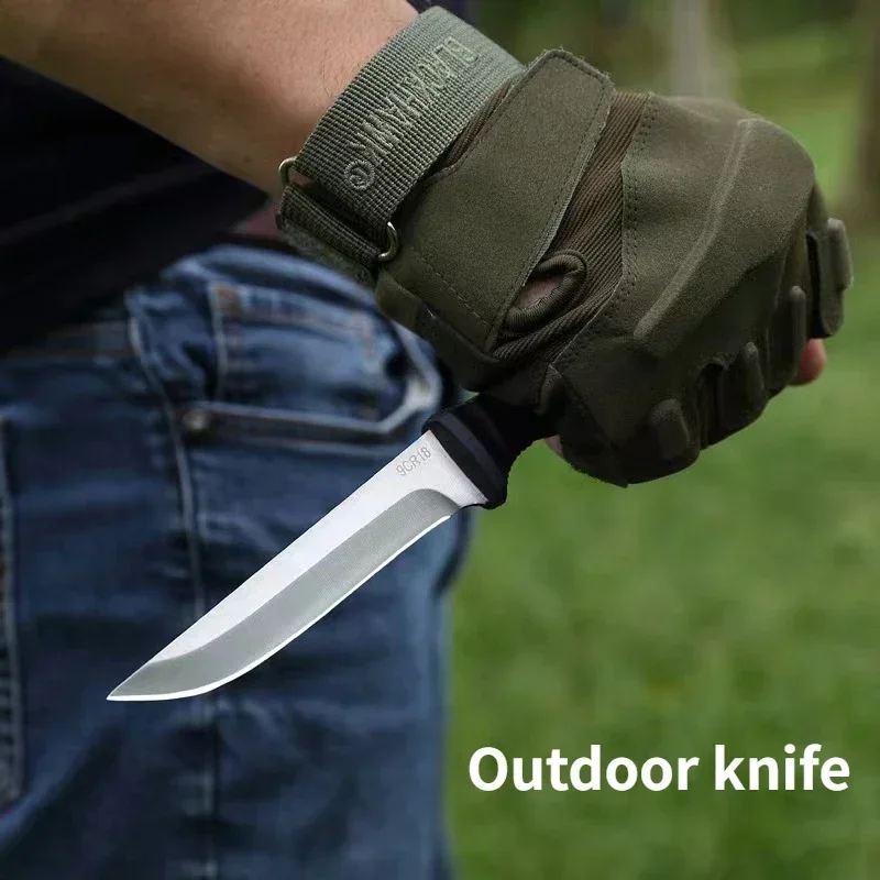 New Portable outdoor knife with K-sheath hanging chain, outdoor camping survival knife, EDC high hardness sharp  knife