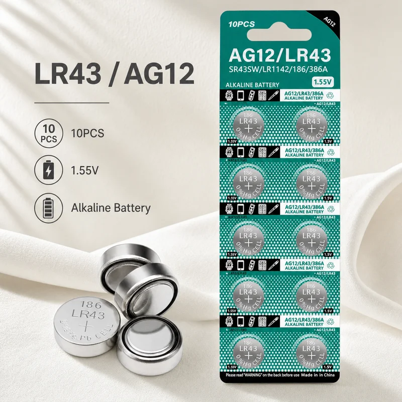 Alkaline Button Cell Battery AG12 LR43 1.5V 10PCS Coin Batteries AG9 LR93 AG5 LR754 For Toy Remote Control Calculator Use