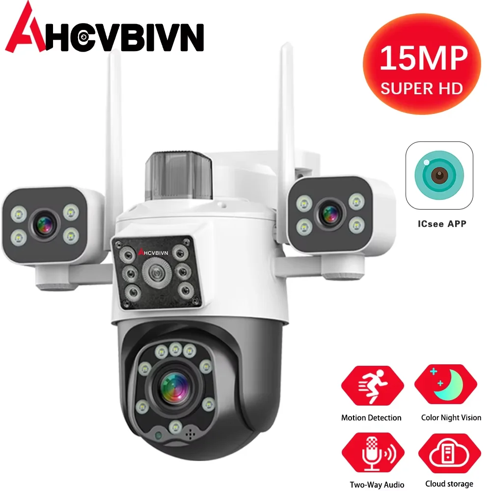 

6K 12MP Triple Screen Triple Lens Outdoor WiFi PTZ 360° IP66 Waterproof Two Way Audio Surveillance Camera for Complete Security