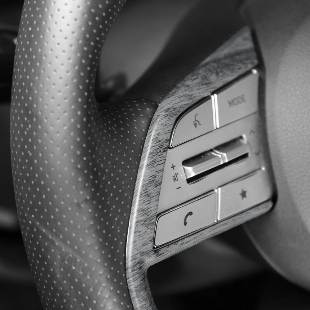 

For Hyundai Staria 2021-2026 Car Tuning Wood Grain Steering Wheel Button Trim Cover Car Interior Steering Wheels Accessories