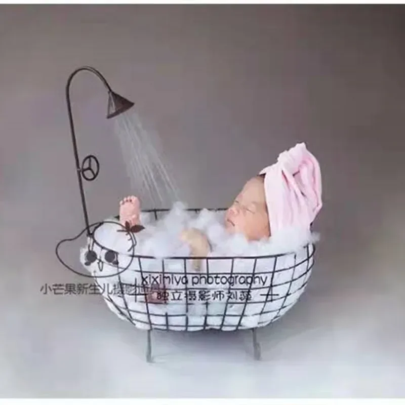 1pcs Newborn Photography Props Iron Small Bathtub Baby Auxiliary Shooting Props Full Moon Baby New Small Basket Baby Products