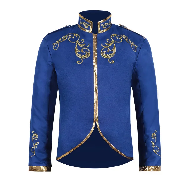 2025 New White Halloween Standing Collar Fashion Jacket for Men,Purple Medieval Court Prince Gold Embroidered Suit Sport Jackets