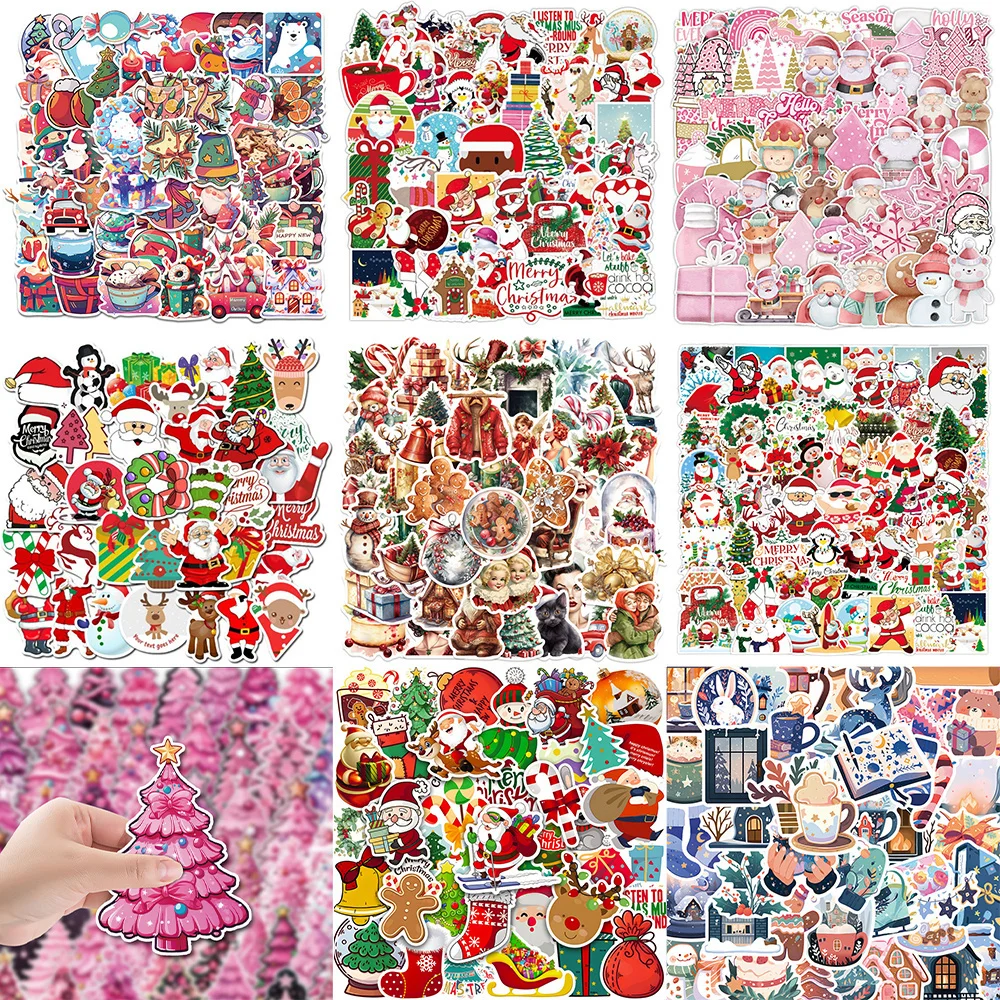 10/30/50PCS Cartoon Christmas Sticker Series Creative Santa Graffiti Helmet Laptop Luggage Refrigerator DIY Decoration Wholesale