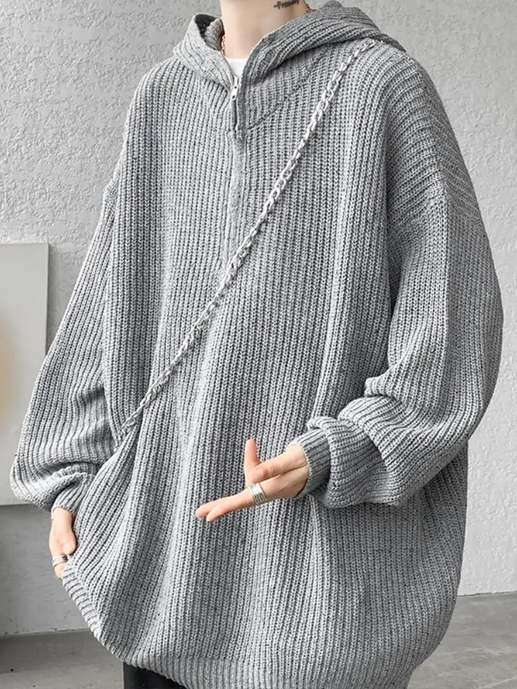 

American Retro Hooded Sweater Men's Loose Casual Outerwear Knitted Soft Comfortable Long Sve Autumn New Sle Lazy Sle
