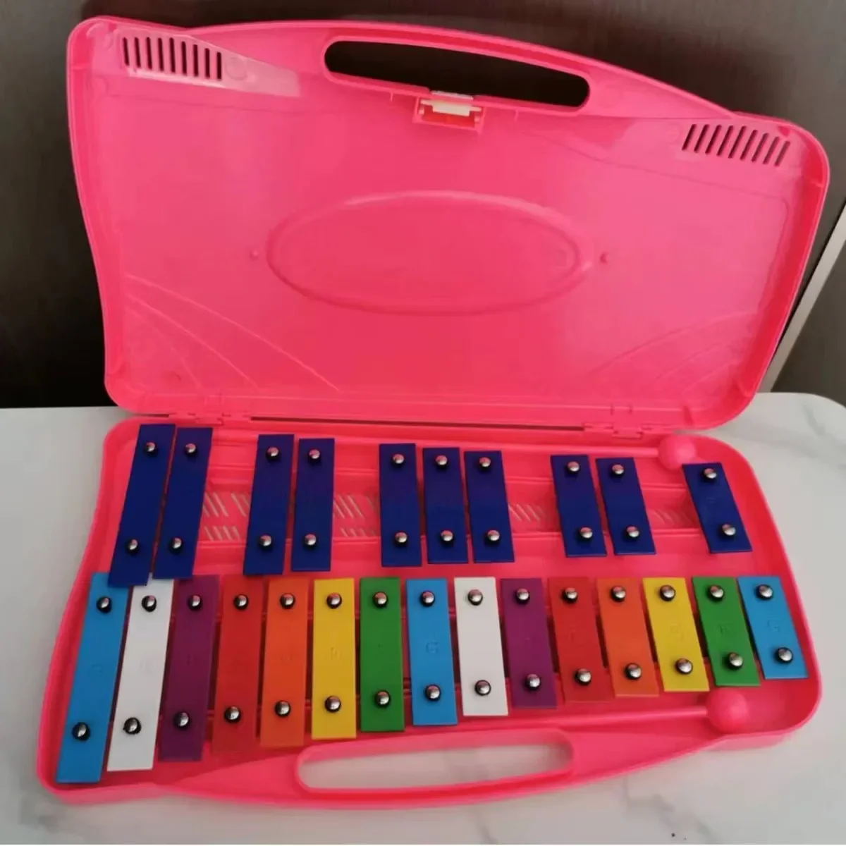 2025 Chromatic Xylophone 25-Note Colorful Metal Keys Kids Musical Instrument with Piano Like Learning