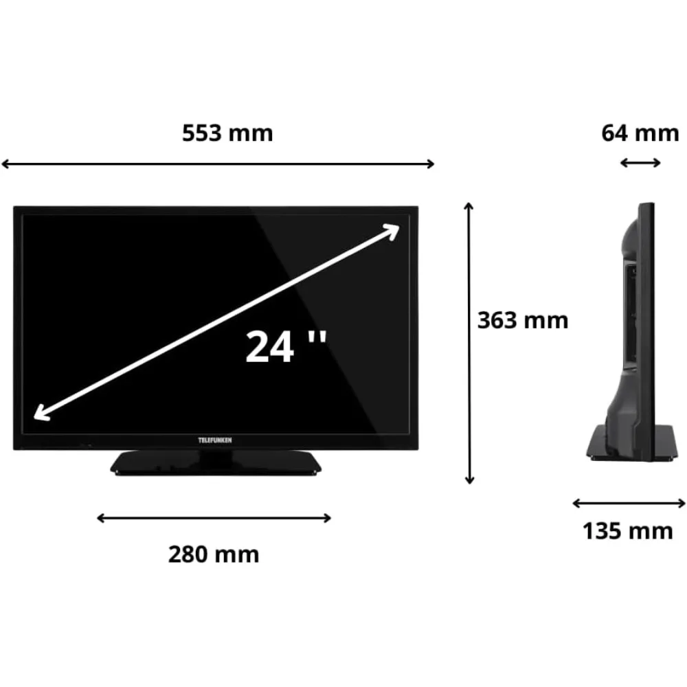تلفزيون ذكي TELEFUNKEN مقاس 24 بوصة عالي الدقة جاهز TE24553B45V2DZ، تلفزيون LED مقاس 24 بوصة مع Alexa مدمج