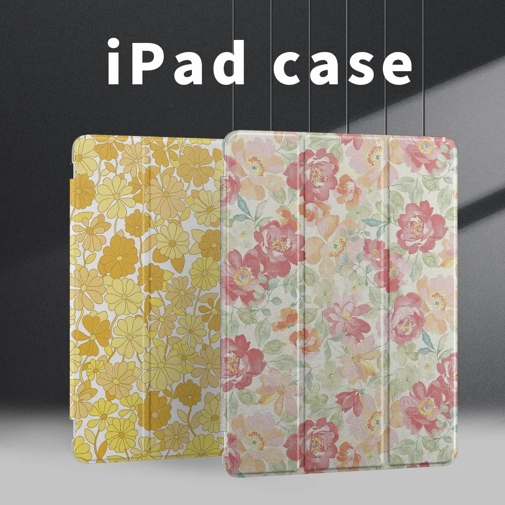 Full screen flower iPad case 2020 Pro11 Sleep Wake up Air 4th generation 10.9in Pen slot mini 5th generation silicone soft case