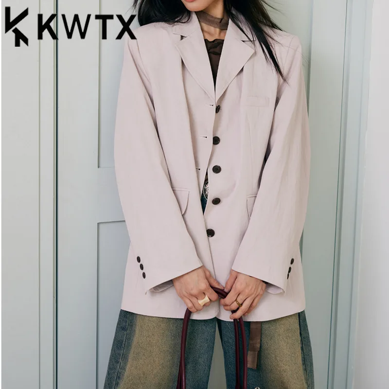 

KWTX Women’s Designer Blazer New 2025 Pink Lightweight Single Breasted Lapel Elegant Luxury Spring Summer Fashion