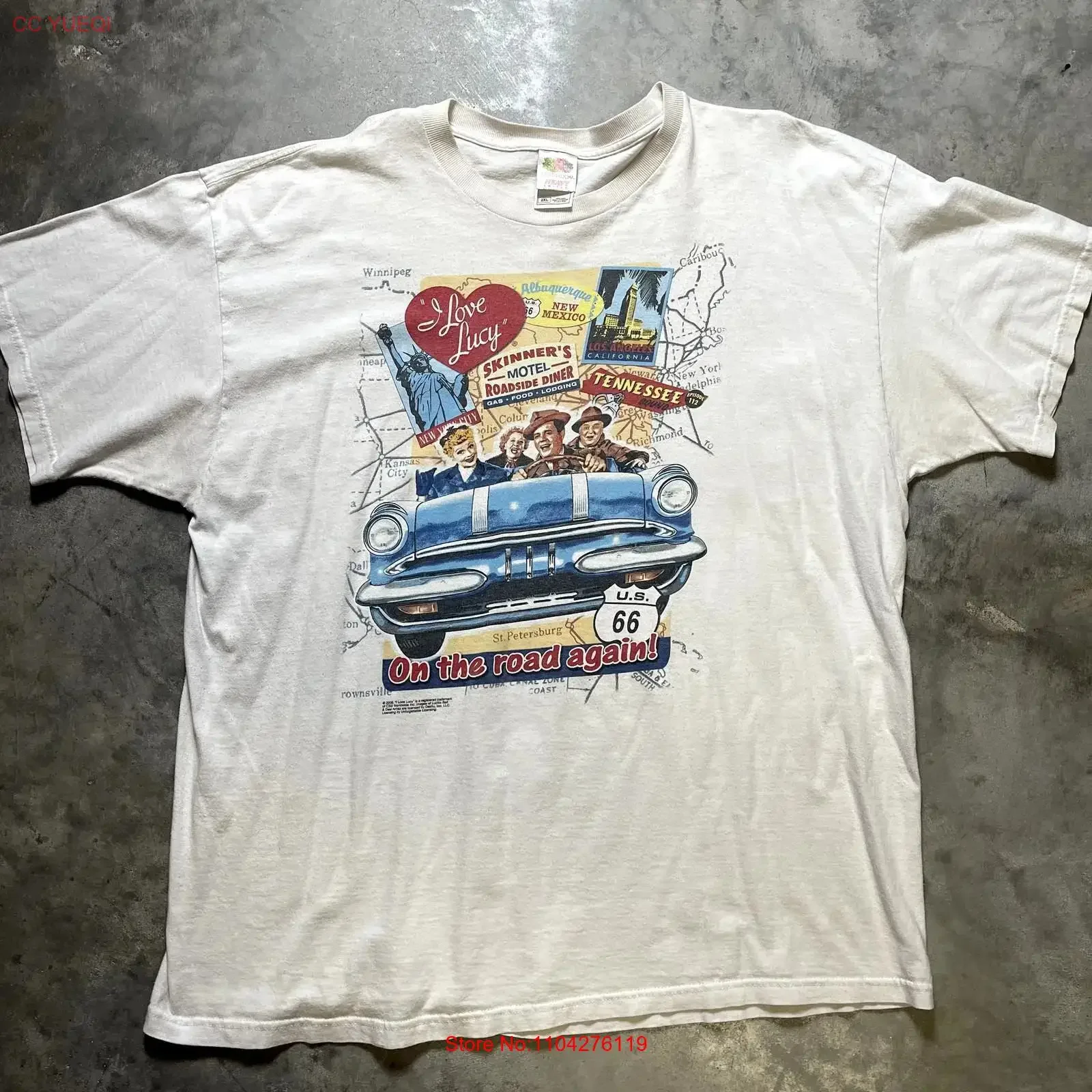 Vintage Fruit of the Loom I Love Lucy 2XL T Shirt vintage Washed Comfortable Soft fashion Unisex Casual designer clothes