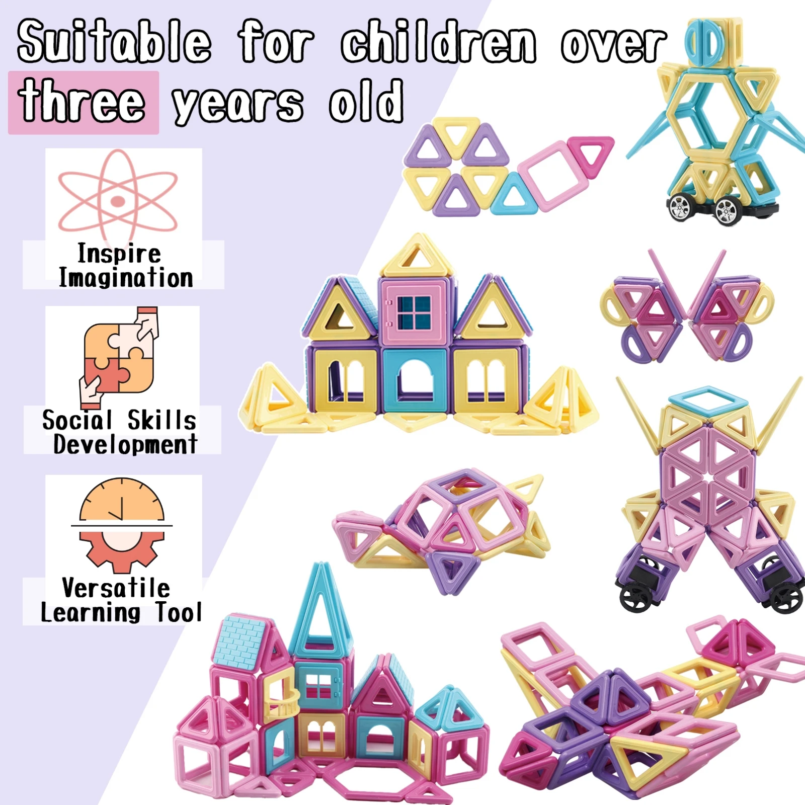 172PCS Mini Size Magnetic Building Blocks STEM Construction Set Educational Magnet Toy for 3+ Years Boys Girls Gifts