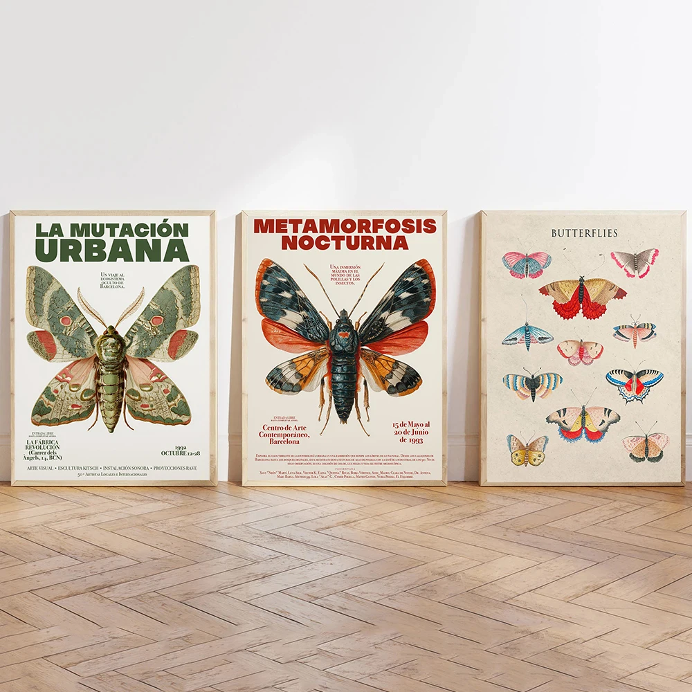 Mysterious Butterfly Moth Insect Exhibition Poster Natural History Prints Canvas Painting Wall Pictures Home Living Room Decor