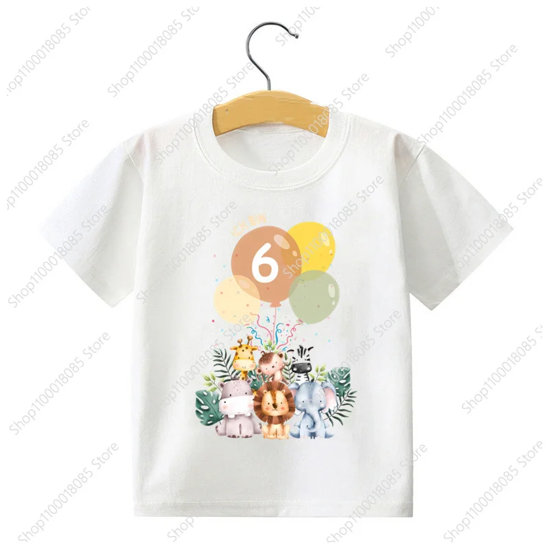 Wild One Tee Boys Birthday Party T Shirt Birthday Boy Shirt 1-9 Year T-Shirt Safari Animal Print Theme Outfit Clothes Kids Tops