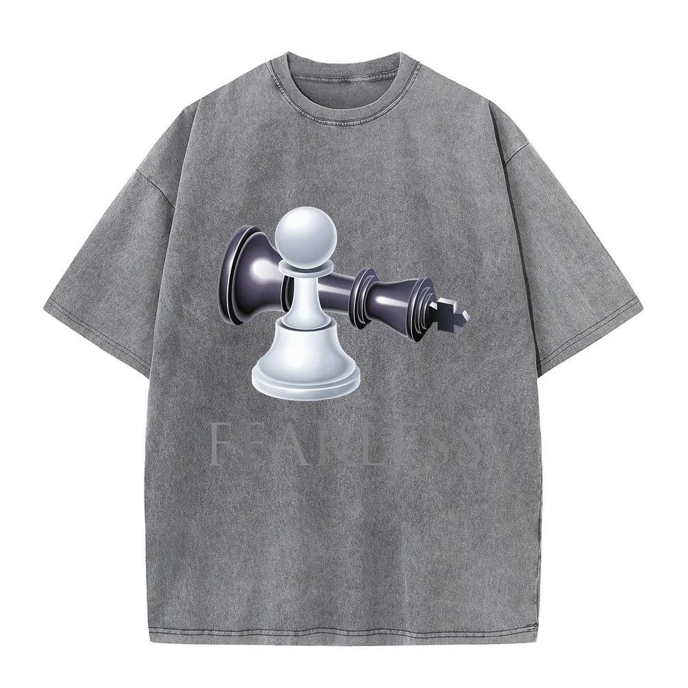 Funny Chess Fearless Player Smart Gift T-Shirt Y2k Clothes Casual Cotton Big Tall Unisex Printed Short Men Shirt Sleeve Humor
