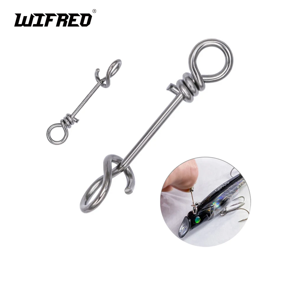 Wifreo 50pcs Stainless Steel Quick Lock Snap Spring Clamp Buckle Lures Clips Link Connector for Fishing Accessories Tackle