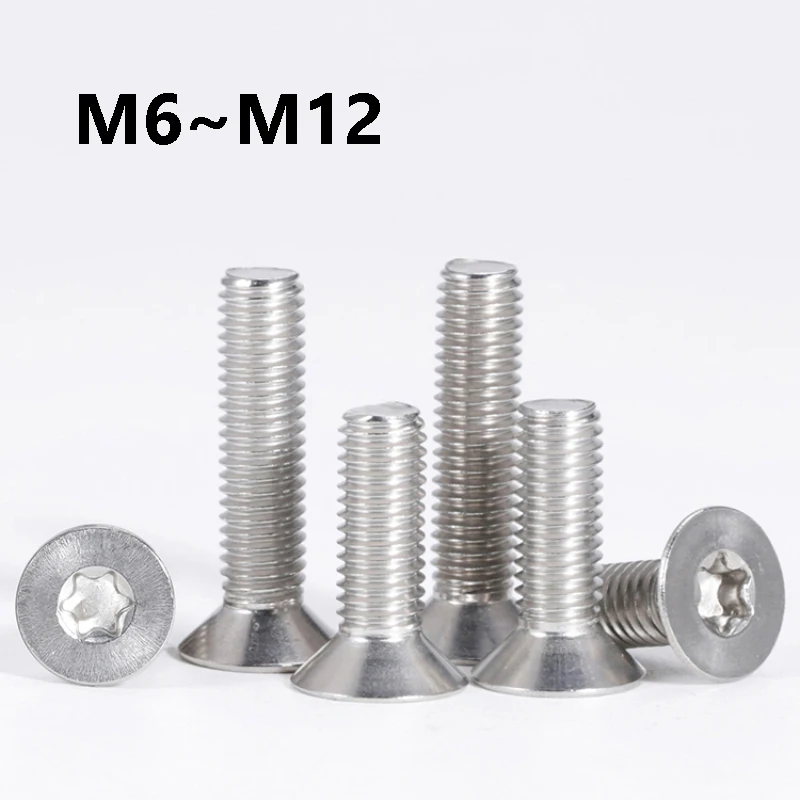 1~5Pcs 304 Stainless Steel Six-Lobe Torx Flat Countersunk Head Screw M6 M8 M10 M12 Six-Lobe Flat Head Bolt Screw