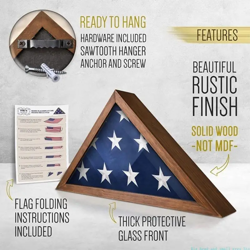 581C Flag Holder for Wall Mounted or Standing Display Dustproof Protective Flag Storage Display Case with Glass Front