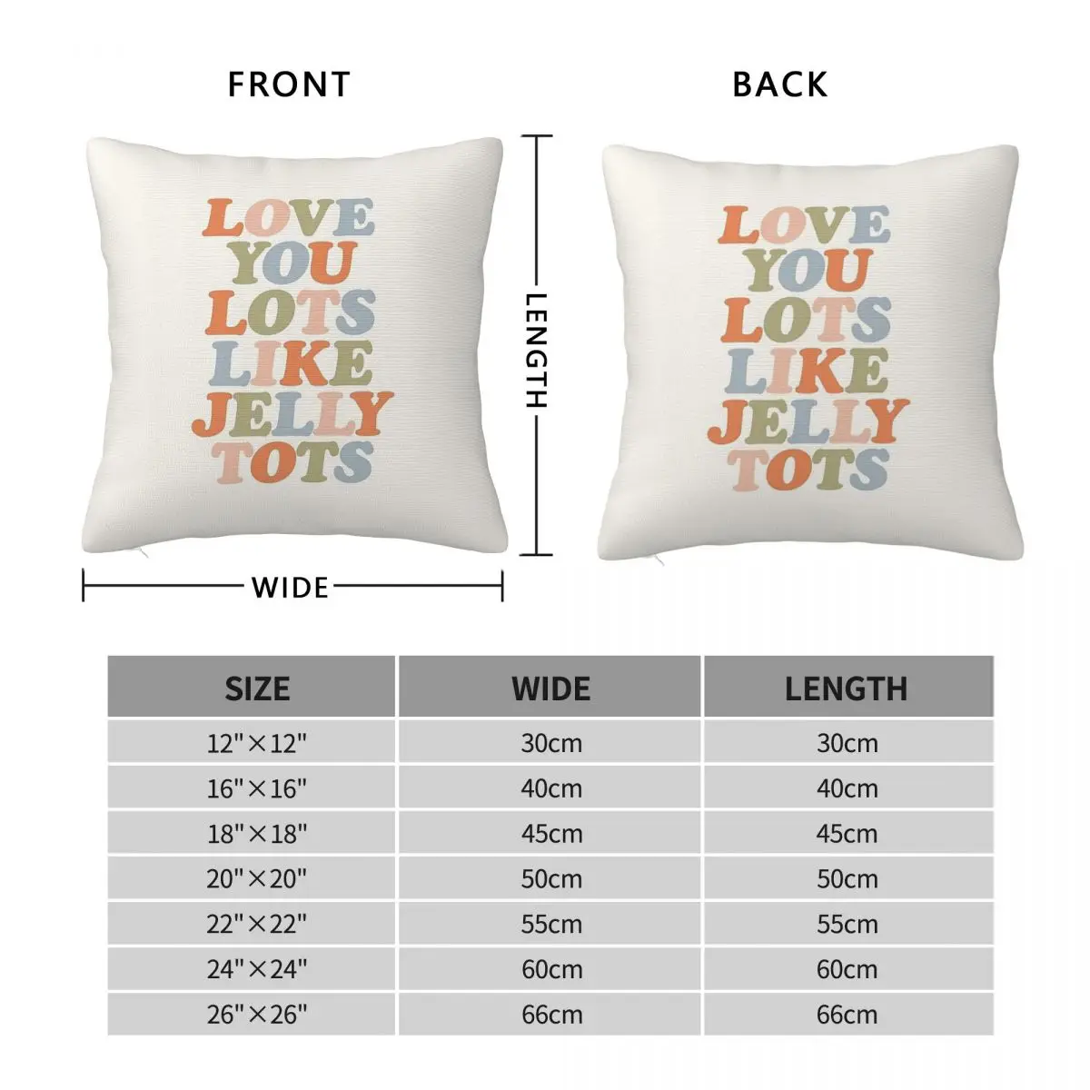 Love You Lots Like Jelly Tots Pillowcase Polyester Linen Velvet Pattern Zip Decor Throw Pillow Case Sofa Seater Cover Wholesale