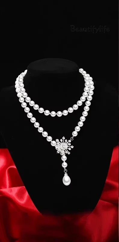 Pearl sweater chain long high-end fashion women's autumn and winter pendant accessories necklace decorations