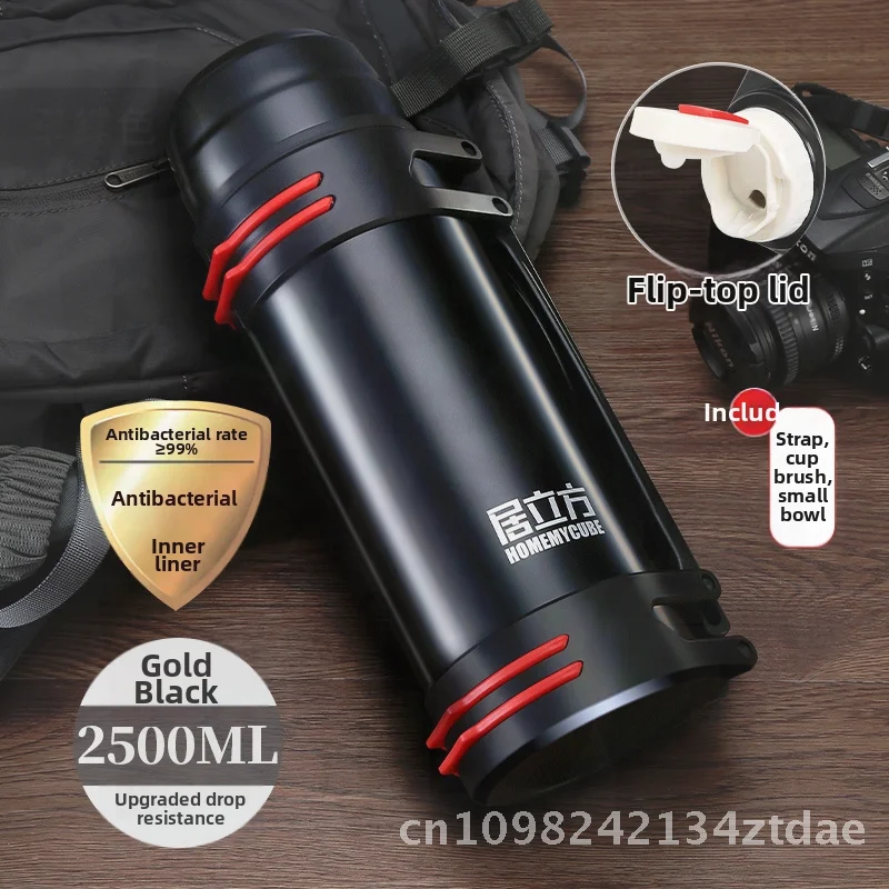 

Large Capacity 316 Stainless Steel Insulation Thermos Portable Car Travel Water Bottle with Strap for Outdoor Warmth 12-24hr