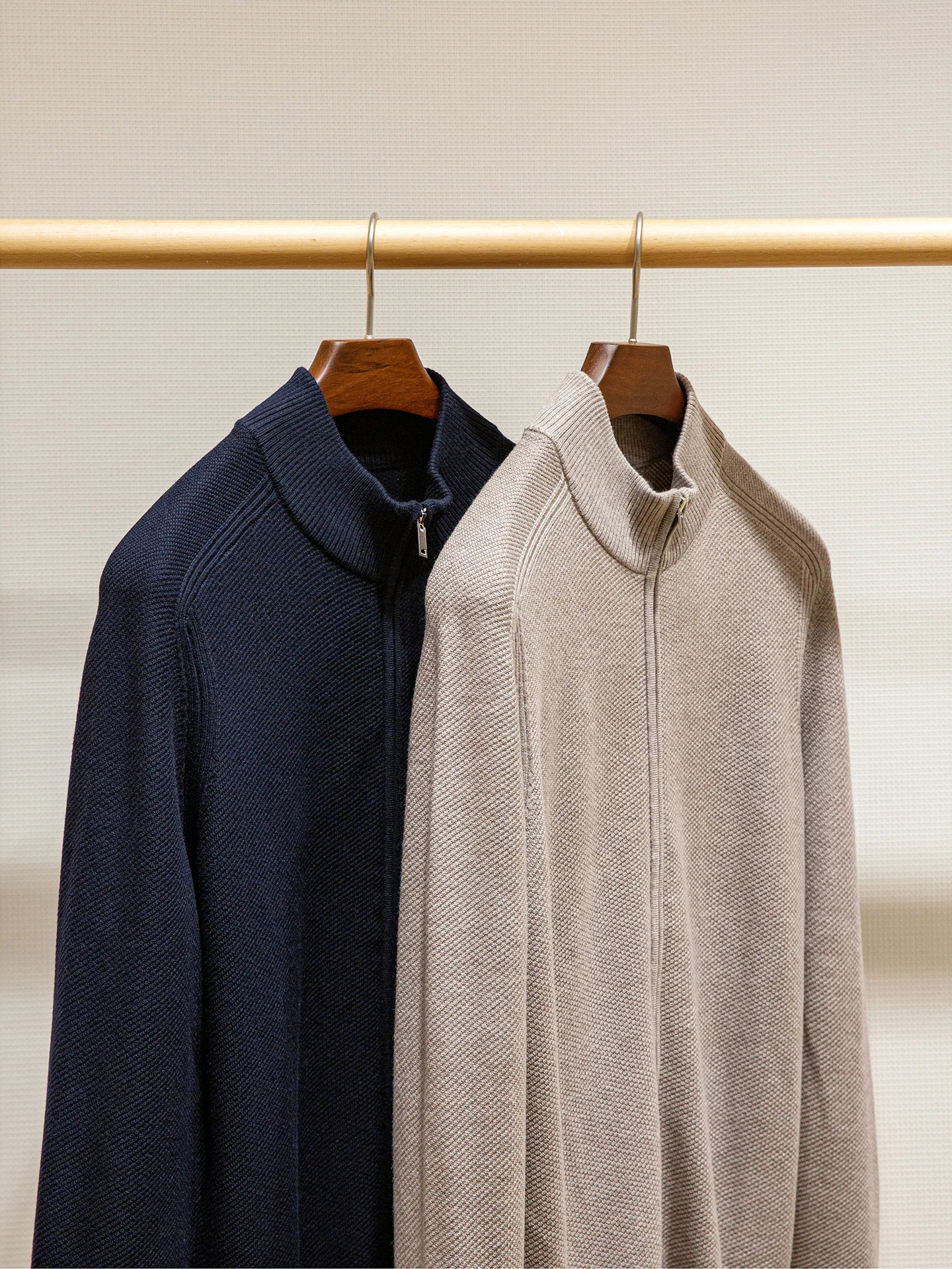 High Gauge Knitted Wool Blend Men's Casual Sweater Full Zip Open Cardigan Jaet Autumn Commute Warmth Polyester Nylon Acrylic